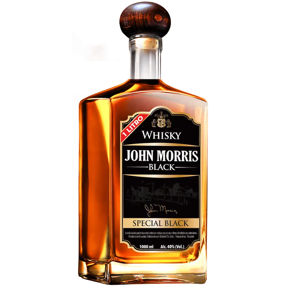 Botella de Jhon Morris Negro 1L de whisky - Licorería al norte de Quito con entregas a domicilio las 24 horas La Huequita Quiteña