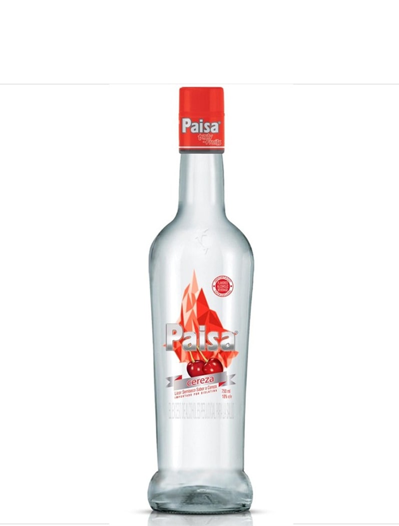 Botella de PAISA CEREZA 375ML de Aguardiente - Licorería al norte de Quito con entregas a domicilio las 24 horas La Huequita Quiteña